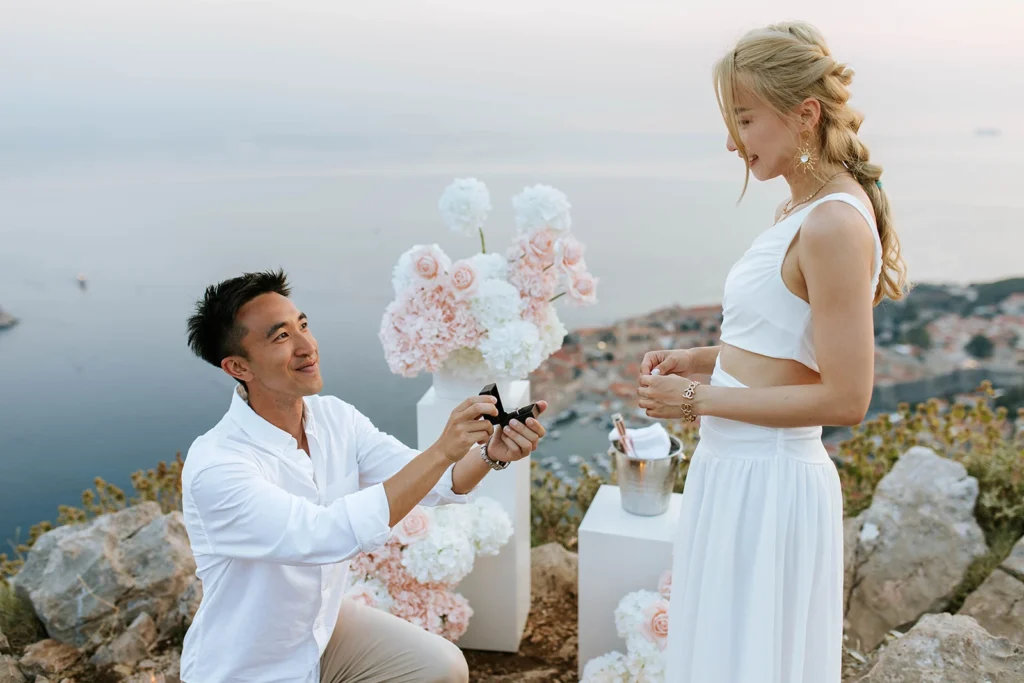 guy proposes girlfriend on srdj mountain above dubrovnik