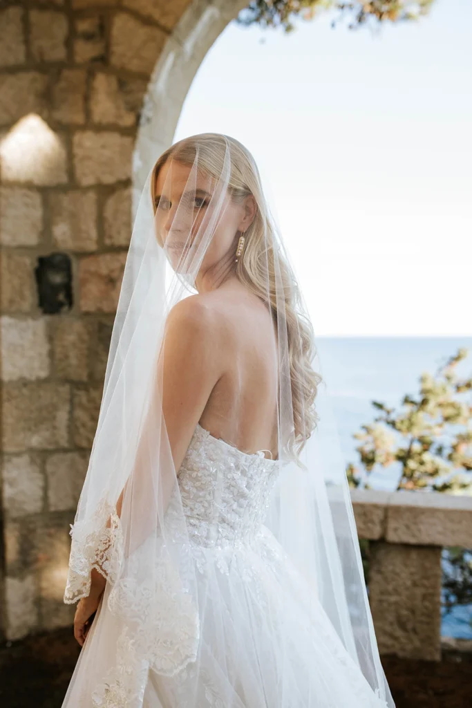 beautiful blonde bride in dubrovnik